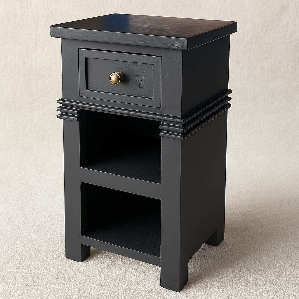 Koots zwart nachtkastje met lade Productfoto