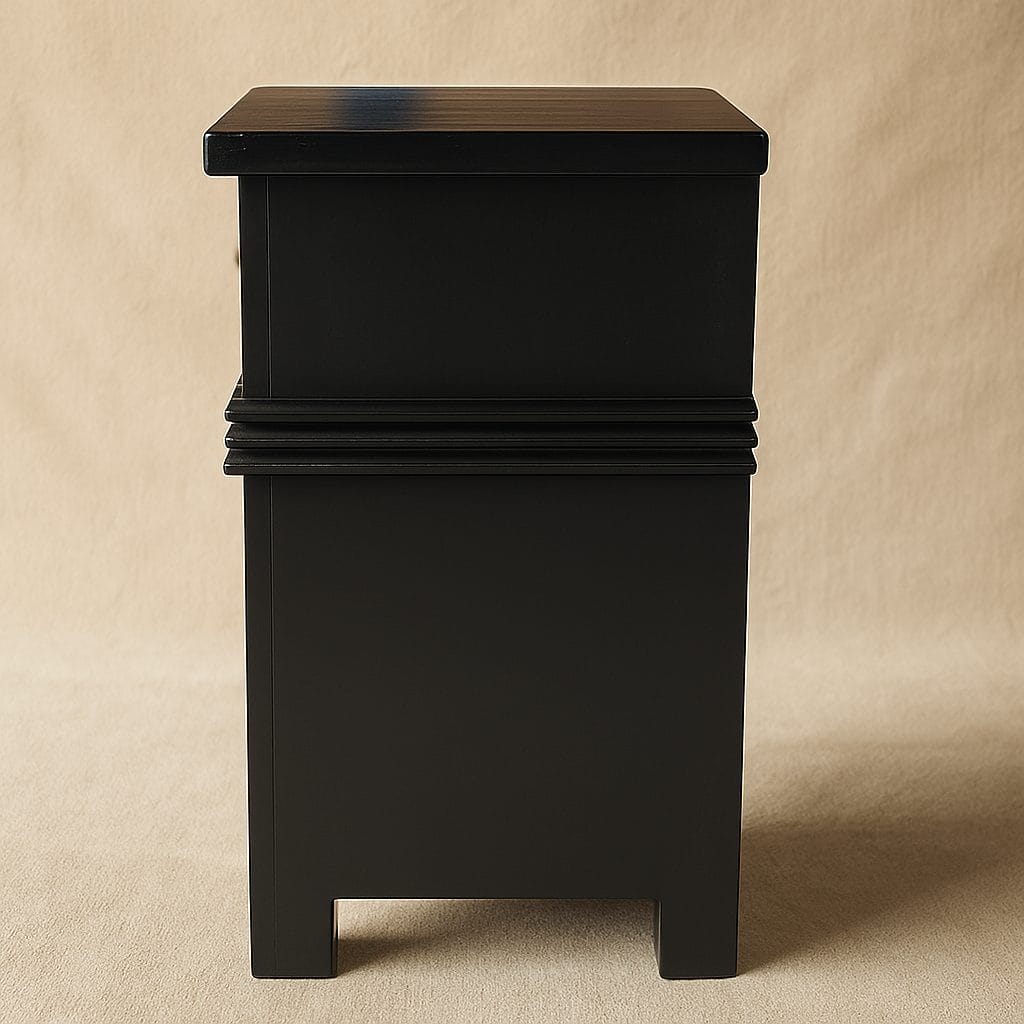 Zwart nachtkastje met lade – stijlvol houten kastje 81 cm hoog - Afbeelding 2