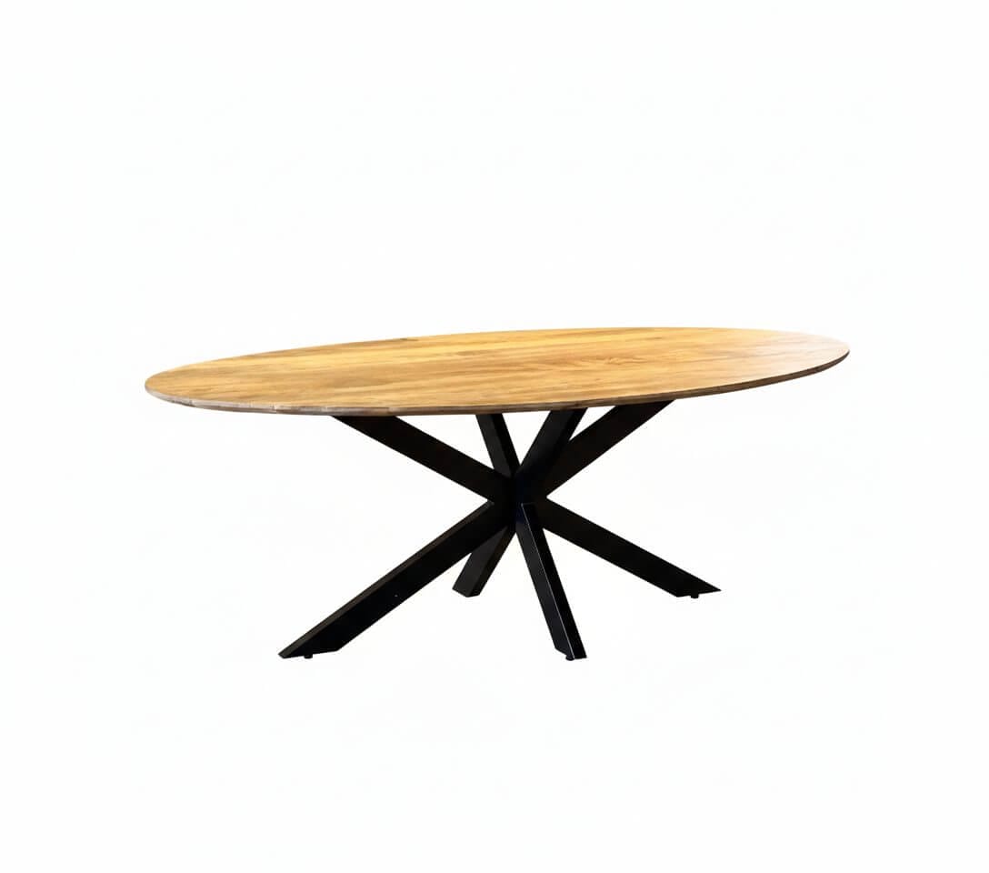 RIEL - Swiss Ovaal eettafel mangohout - Kaal wit