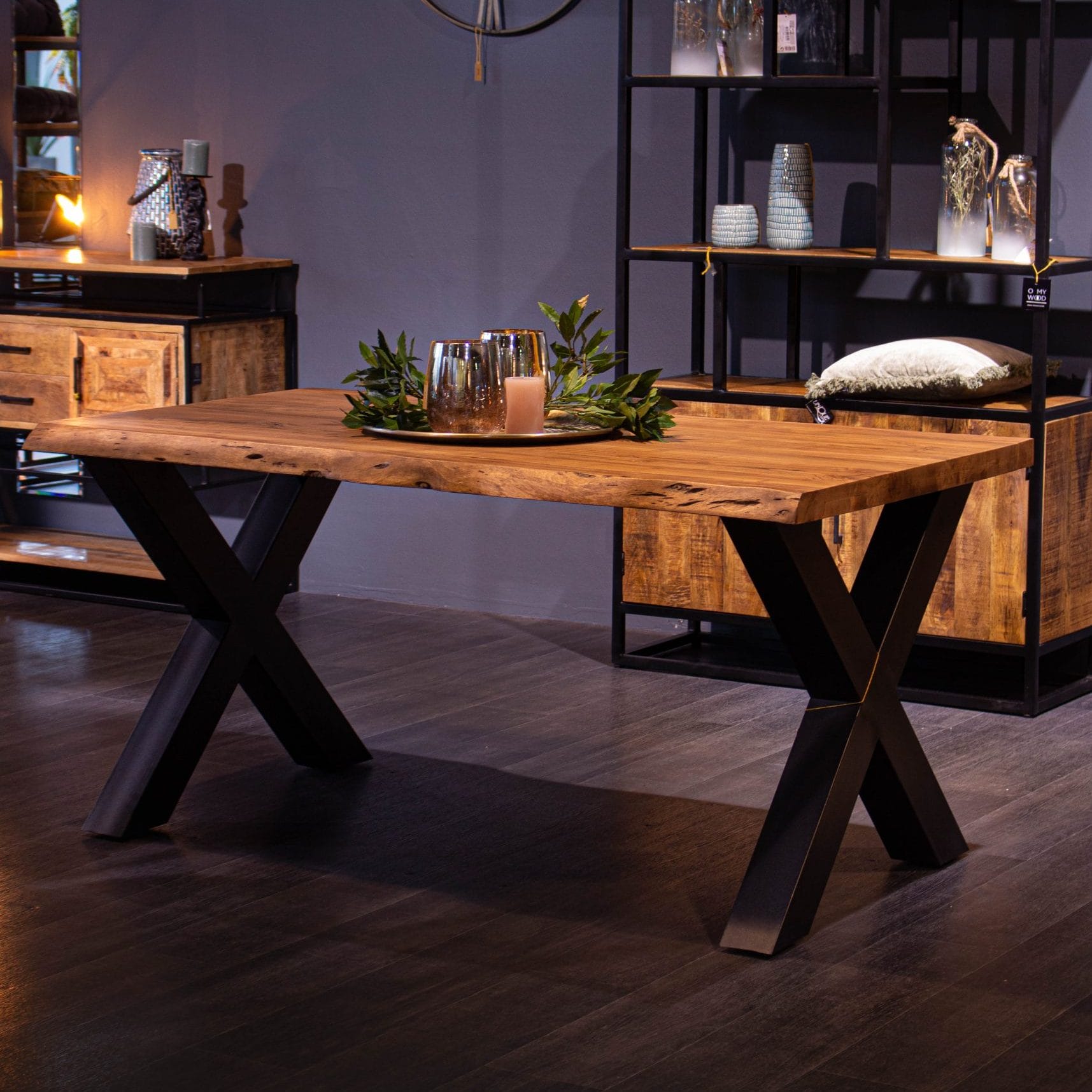 ACACIA - Eettafel mangohout 160x90 - Productfoto zijkant